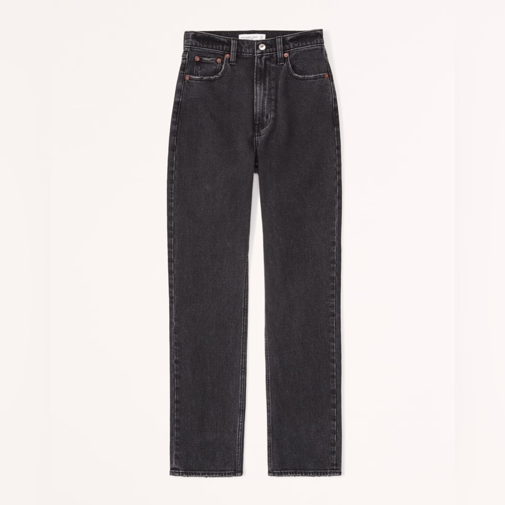 Abercrombie & Fitch The Ankle Straight Ultra High Rise Black Jeans Size 25L